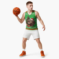 Mali Christmas Basketball Jersey with Hippo Santa Hat Snowflakes and Holiday Gift - Wonder Print Shop