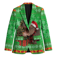 Mali Christmas Blazer with Hippo Santa Hat Snowflakes and Holiday Gift - Wonder Print Shop
