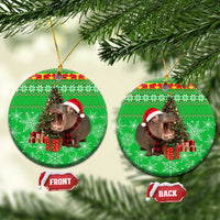 Mali Christmas Ceramic Ornament with Hippo Santa Hat Snowflakes and Holiday Gift - Wonder Print Shop