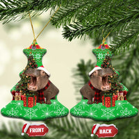 Mali Christmas Ceramic Ornament with Hippo Santa Hat Snowflakes and Holiday Gift - Wonder Print Shop