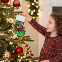 Mali Christmas Stocking with Hippo Santa Hat Snowflakes and Holiday Gift - Wonder Print Shop