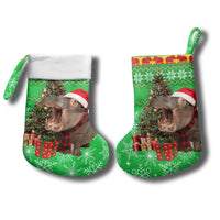 Mali Christmas Stocking with Hippo Santa Hat Snowflakes and Holiday Gift - Wonder Print Shop