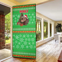 Mali Christmas Door Cover with Hippo Santa Hat Snowflakes and Holiday Gift - Wonder Print Shop