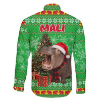 Mali Christmas Family Matching Long Sleeve Bodycon Dress and Hawaiian Shirt with Hippo Santa Hat Snowflakes and Holiday Gift - Wonder Print Shop