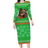 Mali Christmas Family Matching Long Sleeve Bodycon Dress and Hawaiian Shirt with Hippo Santa Hat Snowflakes and Holiday Gift - Wonder Print Shop