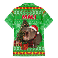 Mali Christmas Family Matching Mermaid Dress and Hawaiian Shirt with Hippo Santa Hat Snowflakes and Holiday Gift - Wonder Print Shop