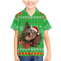 Mali Christmas Family Matching Mermaid Dress and Hawaiian Shirt with Hippo Santa Hat Snowflakes and Holiday Gift - Wonder Print Shop