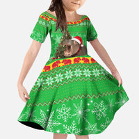 Mali Christmas Family Matching Off The Shoulder Long Sleeve Dress and Hawaiian Shirt with Hippo Santa Hat Snowflakes and Holiday Gift - Wonder Print Shop