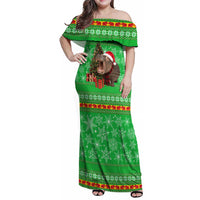 Mali Christmas Family Matching Off Shoulder Maxi Dress and Hawaiian Shirt with Hippo Santa Hat Snowflakes and Holiday Gift - Wonder Print Shop