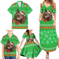 Mali Christmas Family Matching Summer Maxi Dress and Hawaiian Shirt with Hippo Santa Hat Snowflakes and Holiday Gift - Wonder Print Shop