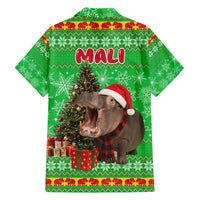 Mali Christmas Family Matching Summer Maxi Dress and Hawaiian Shirt with Hippo Santa Hat Snowflakes and Holiday Gift - Wonder Print Shop