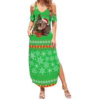 Mali Christmas Family Matching Summer Maxi Dress and Hawaiian Shirt with Hippo Santa Hat Snowflakes and Holiday Gift - Wonder Print Shop