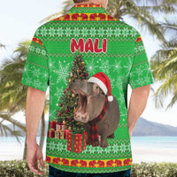 Mali Christmas Hawaiian Shirt with Hippo Santa Hat Snowflakes and Holiday Gift - Wonder Print Shop