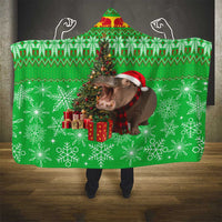 Mali Christmas Hooded Blanket with Hippo Santa Hat Snowflakes and Holiday Gift - Wonder Print Shop