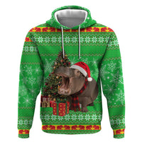 Mali Christmas Hoodie with Hippo Santa Hat Snowflakes and Holiday Gift - Wonder Print Shop