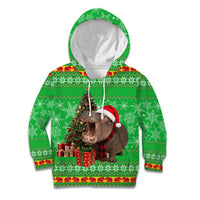Mali Christmas Kid Hoodie with Hippo Santa Hat Snowflakes and Holiday Gift - Wonder Print Shop