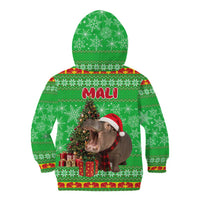 Mali Christmas Kid Hoodie with Hippo Santa Hat Snowflakes and Holiday Gift - Wonder Print Shop