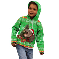 Mali Christmas Kid Hoodie with Hippo Santa Hat Snowflakes and Holiday Gift - Wonder Print Shop