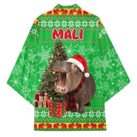 Mali Christmas Kimono with Hippo Santa Hat Snowflakes and Holiday Gift - Wonder Print Shop