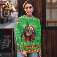 Mali Christmas Ugly Christmas Sweater with Hippo Santa Hat Snowflakes and Holiday Gift - Wonder Print Shop