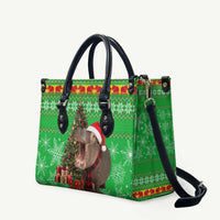 Mali Christmas Leather Bag with Hippo Santa Hat Snowflakes and Holiday Gift - Wonder Print Shop