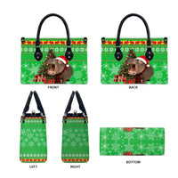 Mali Christmas Leather Bag with Hippo Santa Hat Snowflakes and Holiday Gift - Wonder Print Shop