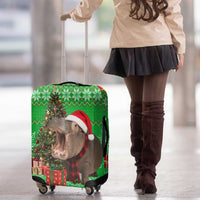 Mali Christmas Luggage Cover with Hippo Santa Hat Snowflakes and Holiday Gift - Wonder Print Shop