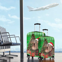 Mali Christmas Luggage Cover with Hippo Santa Hat Snowflakes and Holiday Gift - Wonder Print Shop