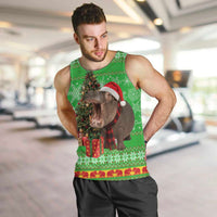 Mali Christmas Men Tank Top with Hippo Santa Hat Snowflakes and Holiday Gift - Wonder Print Shop