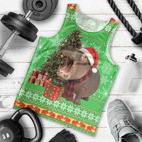 Mali Christmas Men Tank Top with Hippo Santa Hat Snowflakes and Holiday Gift - Wonder Print Shop