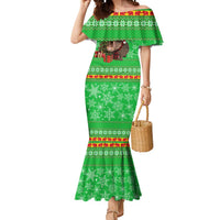 Mali Christmas Mermaid Dress with Hippo Santa Hat Snowflakes and Holiday Gift - Wonder Print Shop