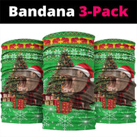 Mali Christmas Neck Gaiter with Hippo Santa Hat Snowflakes and Holiday Gift - Wonder Print Shop