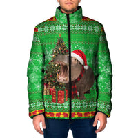 Mali Christmas Padded Jacket with Hippo Santa Hat Snowflakes and Holiday Gift - Wonder Print Shop