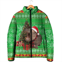 Mali Christmas Padded Jacket with Hippo Santa Hat Snowflakes and Holiday Gift - Wonder Print Shop