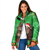Mali Christmas Padded Jacket with Hippo Santa Hat Snowflakes and Holiday Gift - Wonder Print Shop