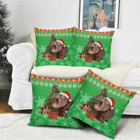 Mali Christmas Pillow Cover with Hippo Santa Hat Snowflakes and Holiday Gift - Wonder Print Shop