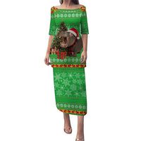 Mali Christmas Puletasi with Hippo Santa Hat Snowflakes and Holiday Gift - Wonder Print Shop