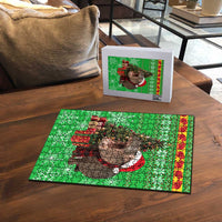 Mali Christmas Puzzle with Hippo Santa Hat Snowflakes and Holiday Gift - Wonder Print Shop