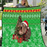 Mali Christmas Quilt with Hippo Santa Hat Snowflakes and Holiday Gift - Wonder Print Shop