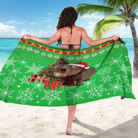 Mali Christmas Sarong with Hippo Santa Hat Snowflakes and Holiday Gift - Wonder Print Shop