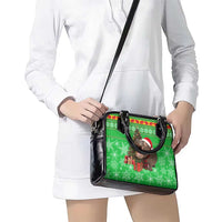 Mali Christmas Shoulder Handbag with Hippo Santa Hat Snowflakes and Holiday Gift - Wonder Print Shop