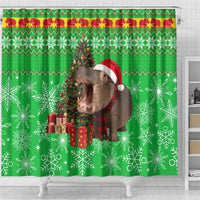 Mali Christmas Shower Curtain with Hippo Santa Hat Snowflakes and Holiday Gift - Wonder Print Shop