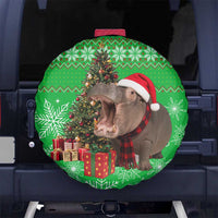 Mali Christmas Spare Tire Cover with Hippo Santa Hat Snowflakes and Holiday Gift - Wonder Print Shop