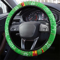 Mali Christmas Steering Wheel Cover with Hippo Santa Hat Snowflakes and Holiday Gift - Wonder Print Shop