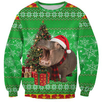 Mali Christmas Sweatshirt with Hippo Santa Hat Snowflakes and Holiday Gift - Wonder Print Shop
