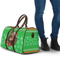 Mali Christmas Travel Bag with Hippo Santa Hat Snowflakes and Holiday Gift - Wonder Print Shop