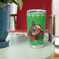 Mali Christmas Tumbler Cup with Hippo Santa Hat Snowflakes and Holiday Gift - Wonder Print Shop
