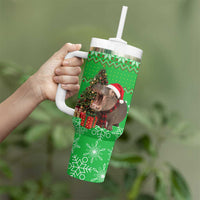 Mali Christmas Tumbler With Handle with Hippo Santa Hat Snowflakes and Holiday Gift - Wonder Print Shop