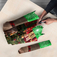 Mali Christmas Umbrella with Hippo Santa Hat Snowflakes and Holiday Gift - Wonder Print Shop