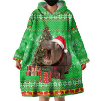 Mali Christmas Wearable Blanket Hoodie with Hippo Santa Hat Snowflakes and Holiday Gift - Wonder Print Shop